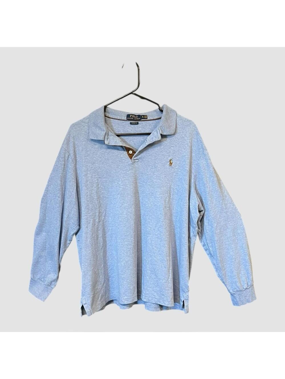 Polo Ralph Lauren Classic Fit Polo Shirt Men’s XL Blue Long Sleeve Cotton Logo